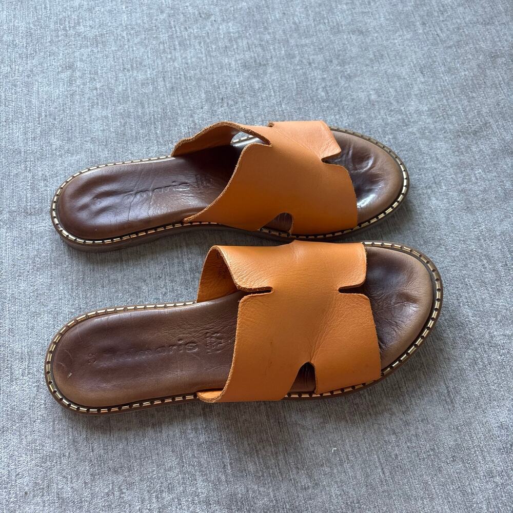 Genuine Leather Orange Sandals - Picture 2 of 5
